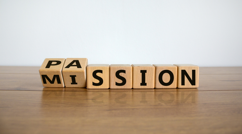 letter blocks spelling mission/passion